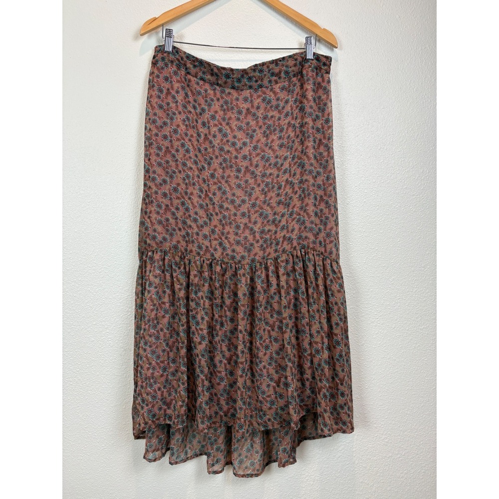 Mod B.E. Maxi Skirt XL Floral Tiered Boho Dusty Rose Teal Cottagecore Prairie